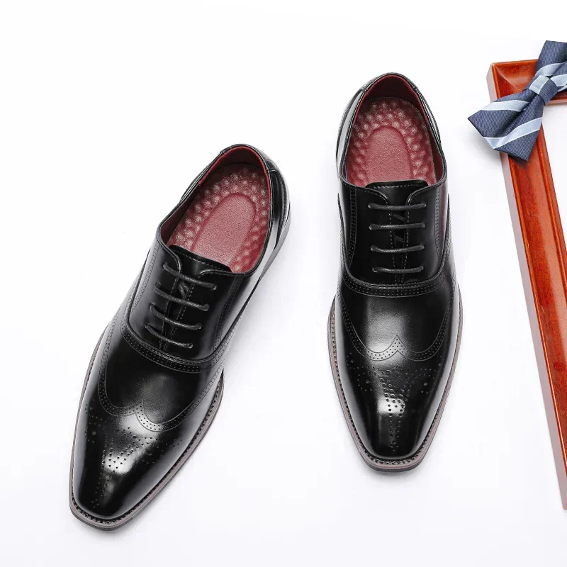 Мужские туфли-броги на деревянном каблуке дизайнерские мужские модельные туфли