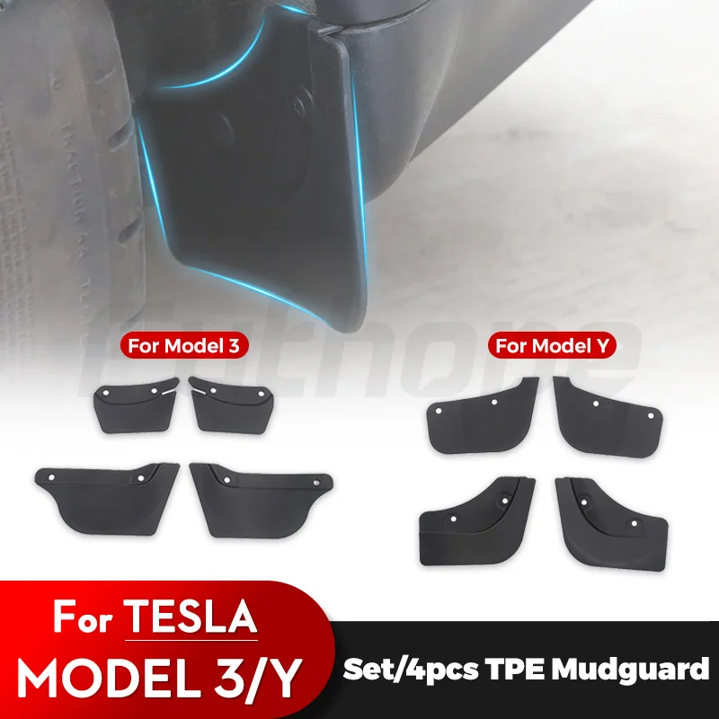 4 шт., брызговики из ТПЭ для Tesla Model 3, модель Y 2020 ~ 2023