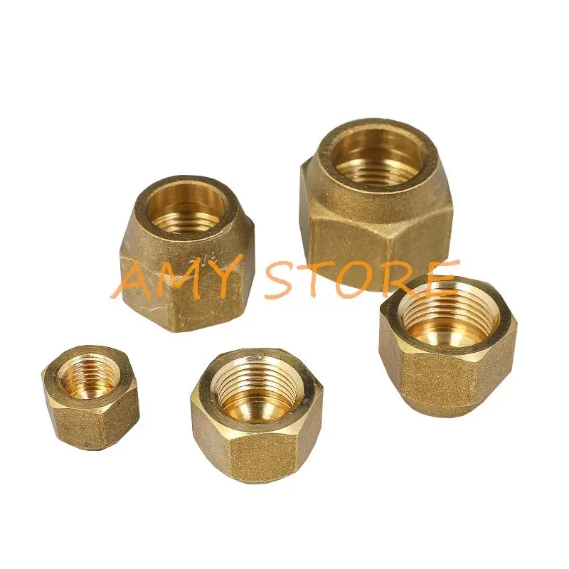 10Pcs Brass Forged Nut For 45 Degree 5/16"BSP 8mm(7.94mm) Threaded Flare Pipe Fitting Connector Adapeter Air conditioner