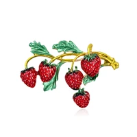 red enamel strawberry brooches for women red strawberry bouquet flower diy weddings party office casual brooch pins