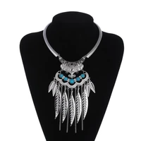 fashion bohemian collar choker necklace for women vintage statement collier femme jewelry leaves chain tassel necklace bijoux