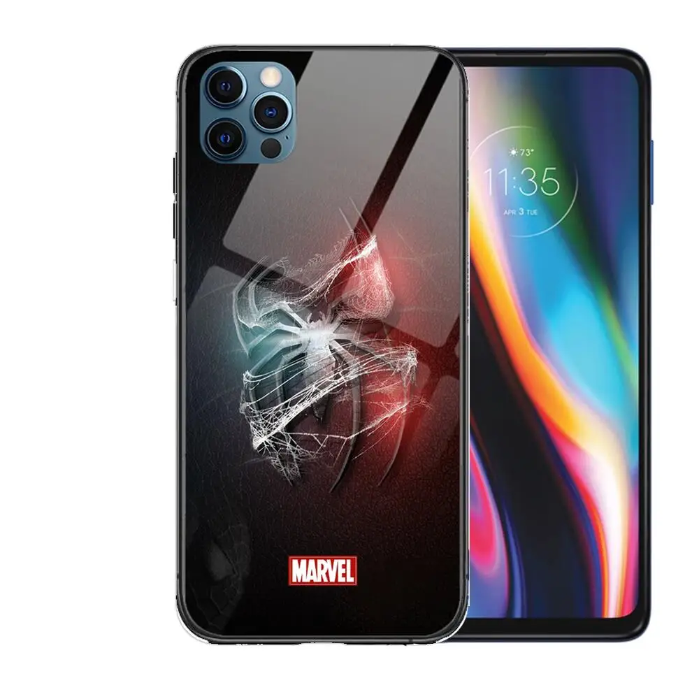Marvel logo cool hero Glass Case For iphone 13 12 11 Pro Max 12Pro XS Max XR X 7 8 Plus SE 2020 mini Case Tempered Back Cover