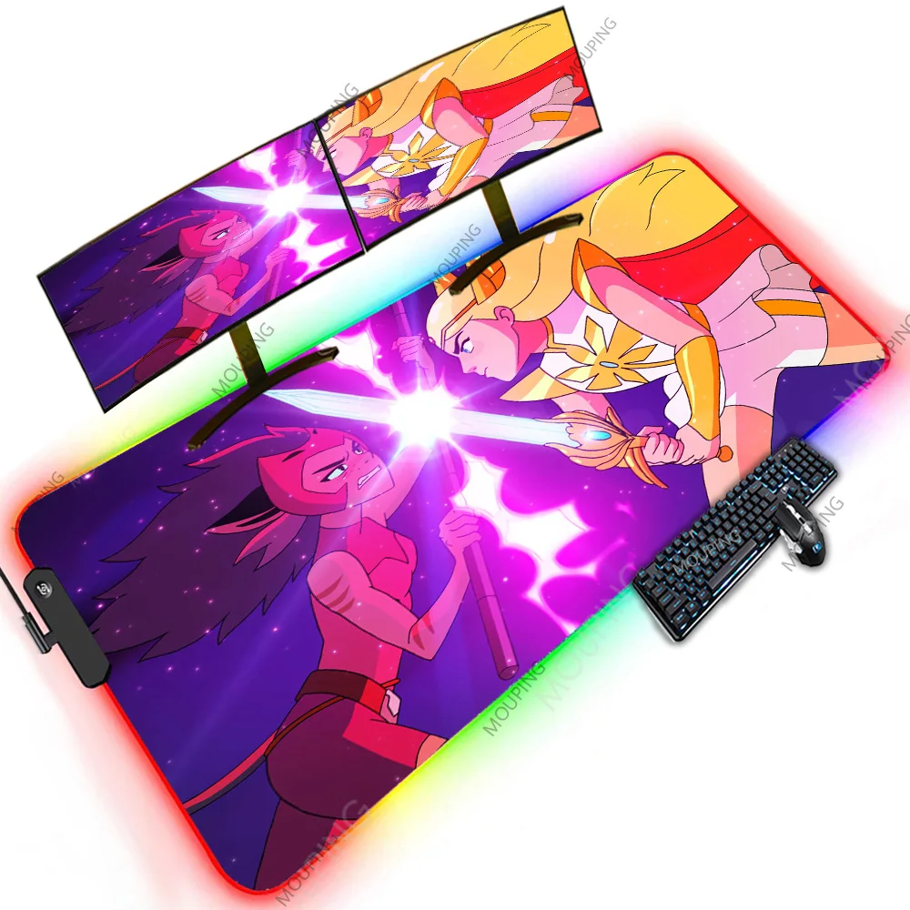 

Shera Princess of Power Cartoon Rubber Mat Computer Accessorie Cute Anime 1200x600 Deskmat Led Rgb Backlit Carpet Special Design