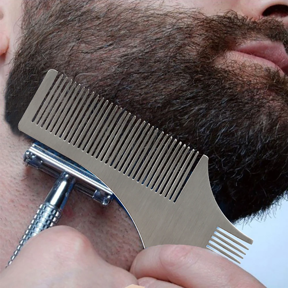 

1pc Stainless Steel Man Beard Shaping Template Comb Moustache Trimmer Stencils for Men Beard Line Edging Comb Styling Accessorie
