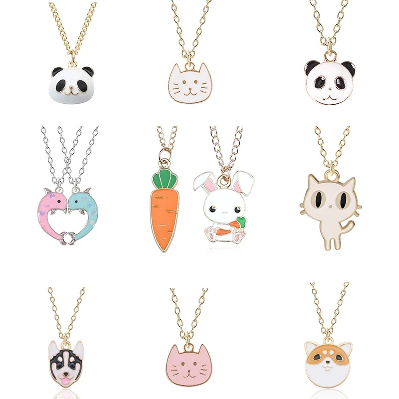 

DIY Cartoon Cute Panda Necklaces Rabbit Cat Dolphin Animal Pendant Gift for Kids Necklace for Women Wholesale Fashion Jewelry