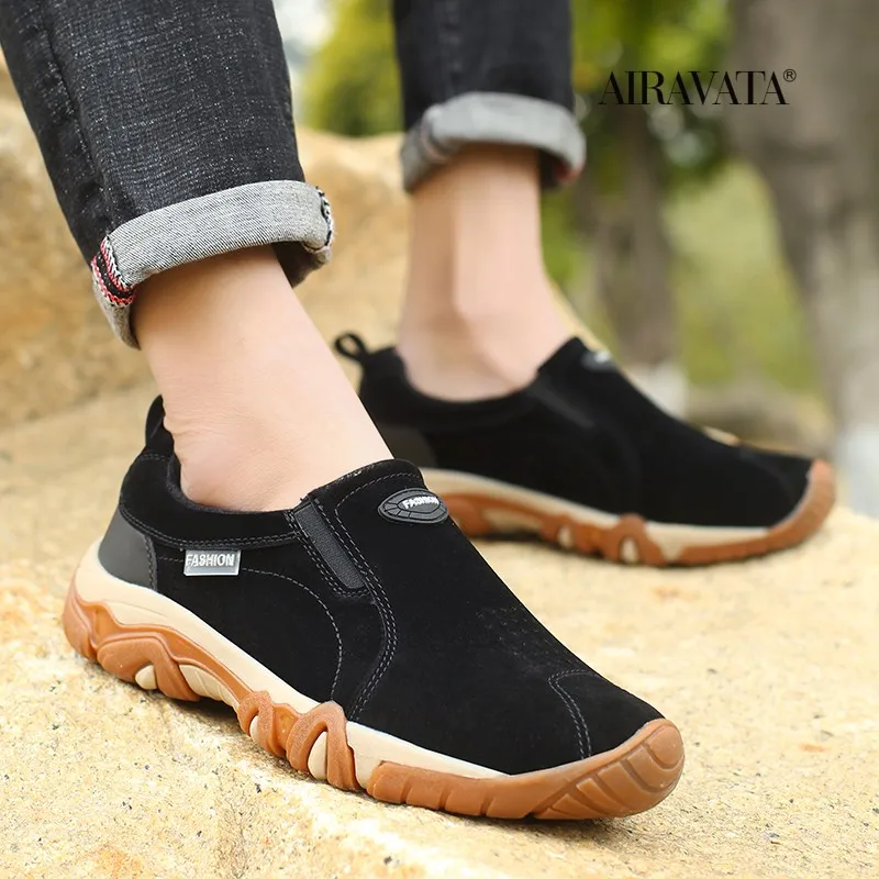 Men Casual Sneakers Leather Breathable Outdoor Hiking Shoes Men Non-Slip Trekking Shoes Mens Moccasins Zapatos Hombre