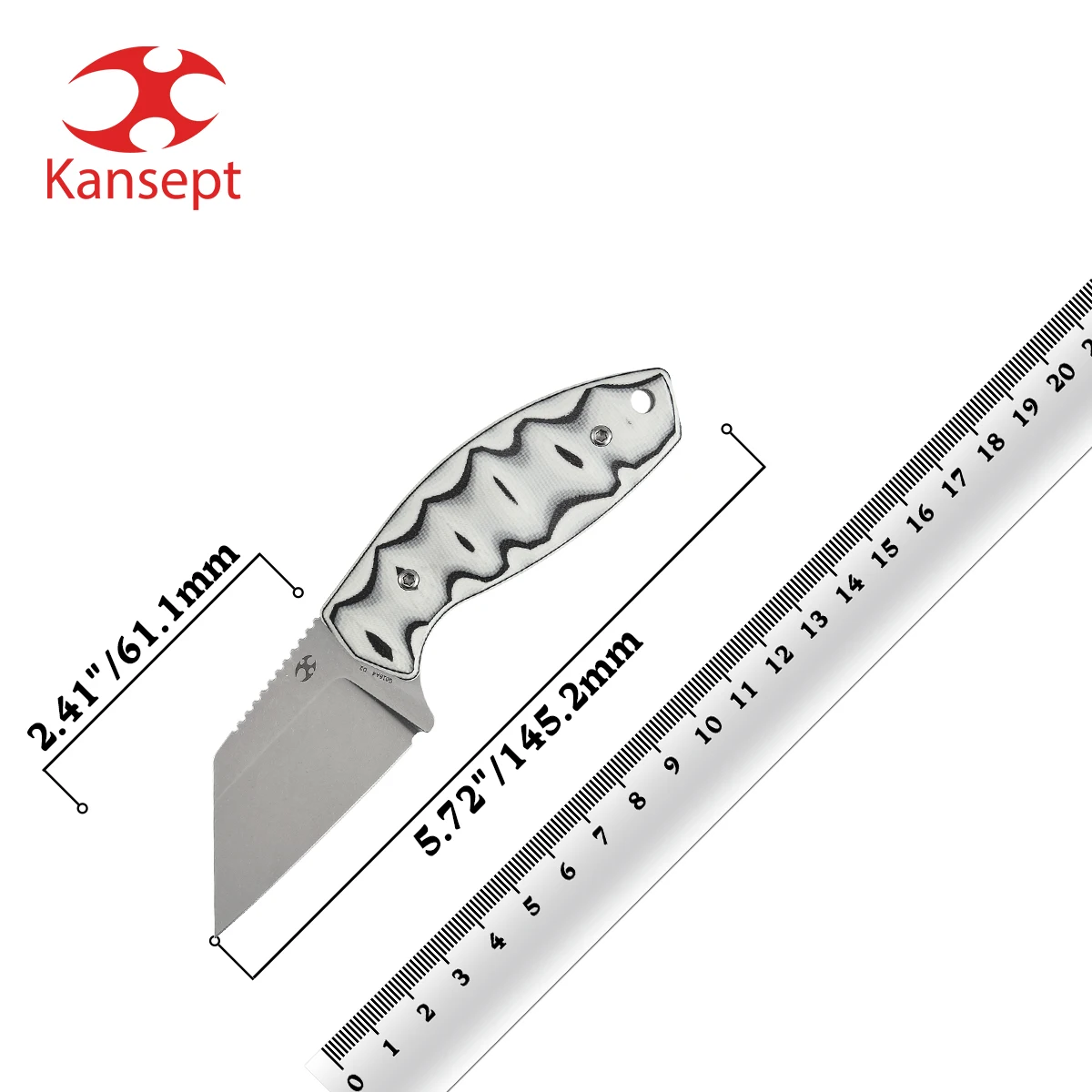 Фото Нож Kansept Fixed Blade G016 Siafu с лезвием D2 2,41 дюйма и рукоятью из микарты/G10, с двусторонними ножнами, для кемпинга и активного отдыха, полезный инструмент. №1