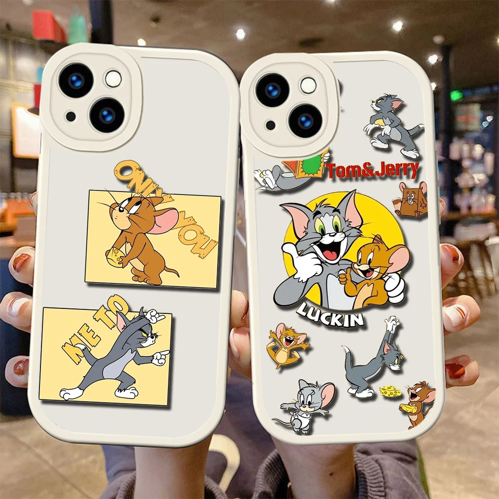 Мягкий силиконовый чехол B5 Tom and Jerry для iPhone 15 Plus 14 13 12 11 X XS XR Pro Max Mini 8 7