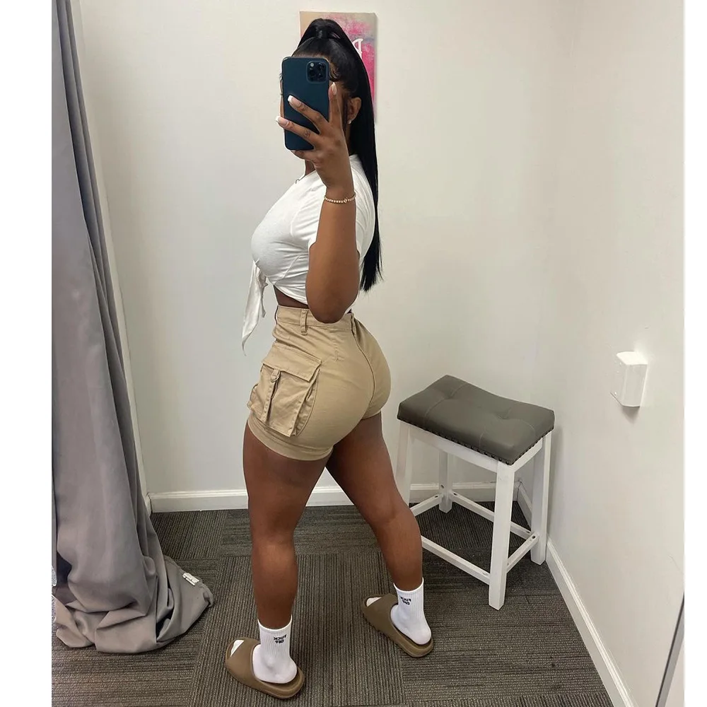 Summer New Women's Work Shorts Solid Color High Elasticity Sense of Fashion