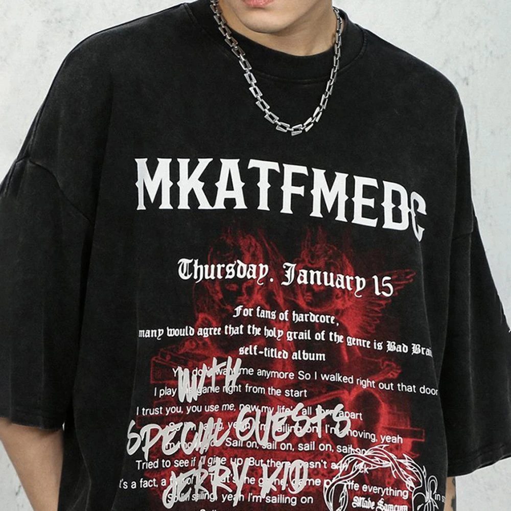 

2023 Summer New Angel Devil Image Hip-Hop Streetwear Harajuku T-Shirt Printed T-Shirt Short Sleeve Cotton Loose T-Shirt