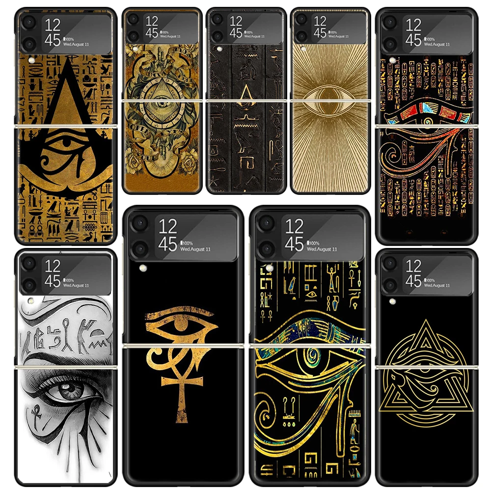 Прозрачный чехол для телефона Sacred Eye of Horus Egypt Fresco Samsung Z Flip 5 4 3 Galaxy ZFlip 6 5G