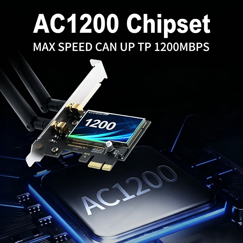 KEBIDUMEI AC1200 PCIe WiFi-карта, Bluetooth 4.1, настольный сетевой адаптер, 1200 Мбитс, двухдиапазонный, 5 ГГц, 867 Мбитс, беспроводная карта для Win1110 (art.: 3920db2e70930) - 3920db2e70930