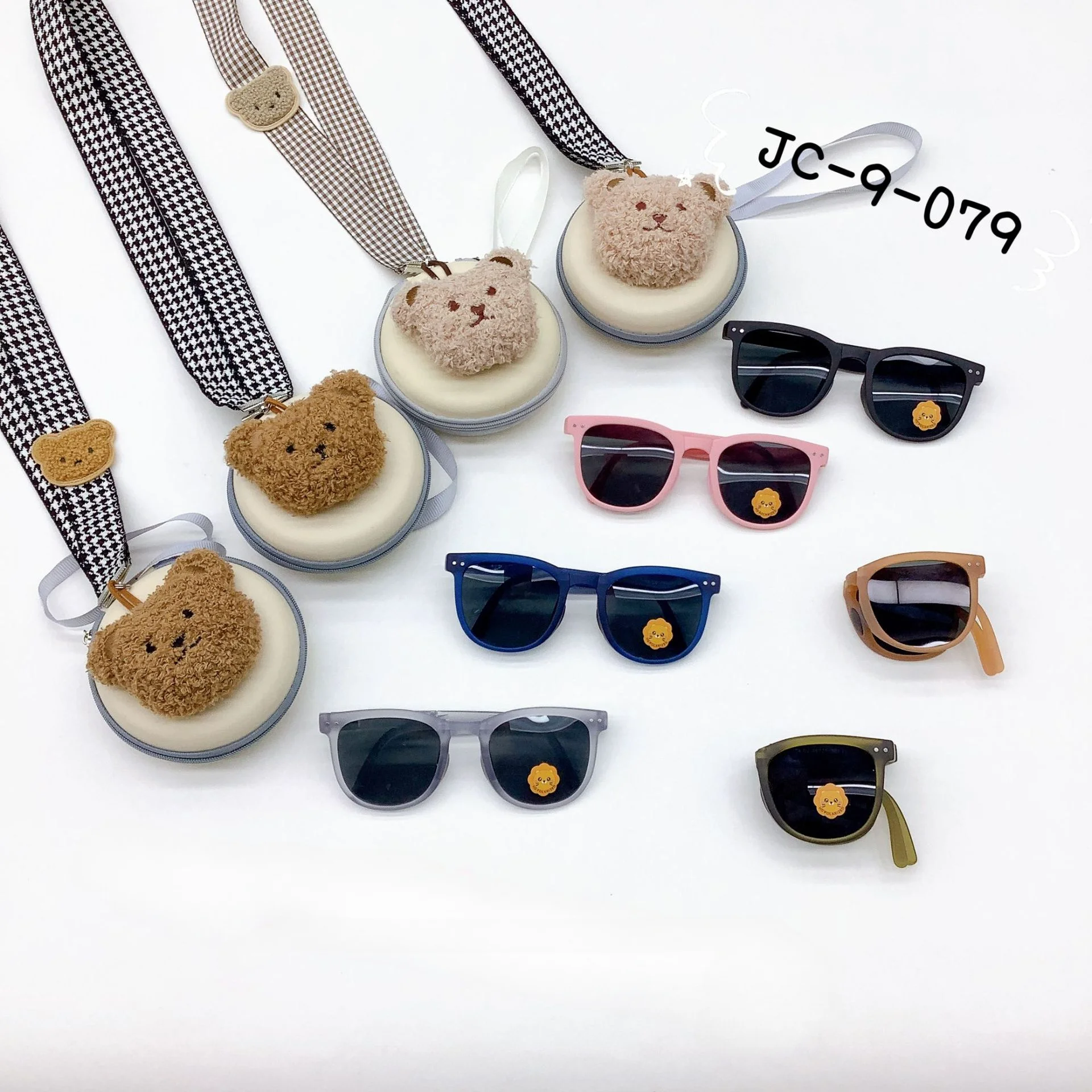 

Fashionable polarized silicone foldable children's sunglasses retro round frame trendy children's UV resistant sunglasses trendy