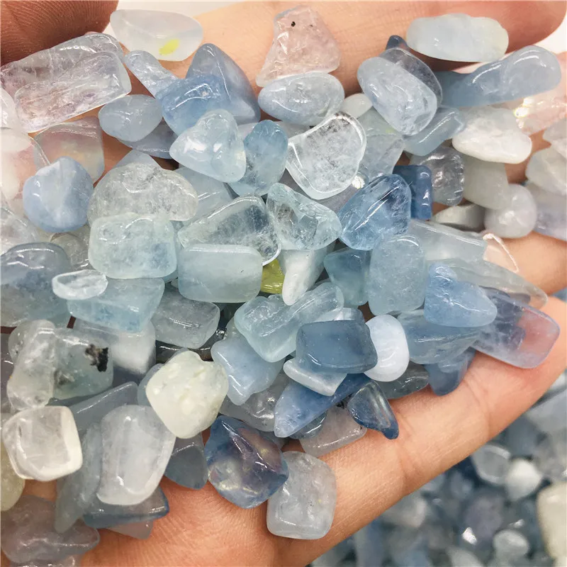 

50-1000g natural aquamarine Crystal tumbling free boat Aquarium home decor