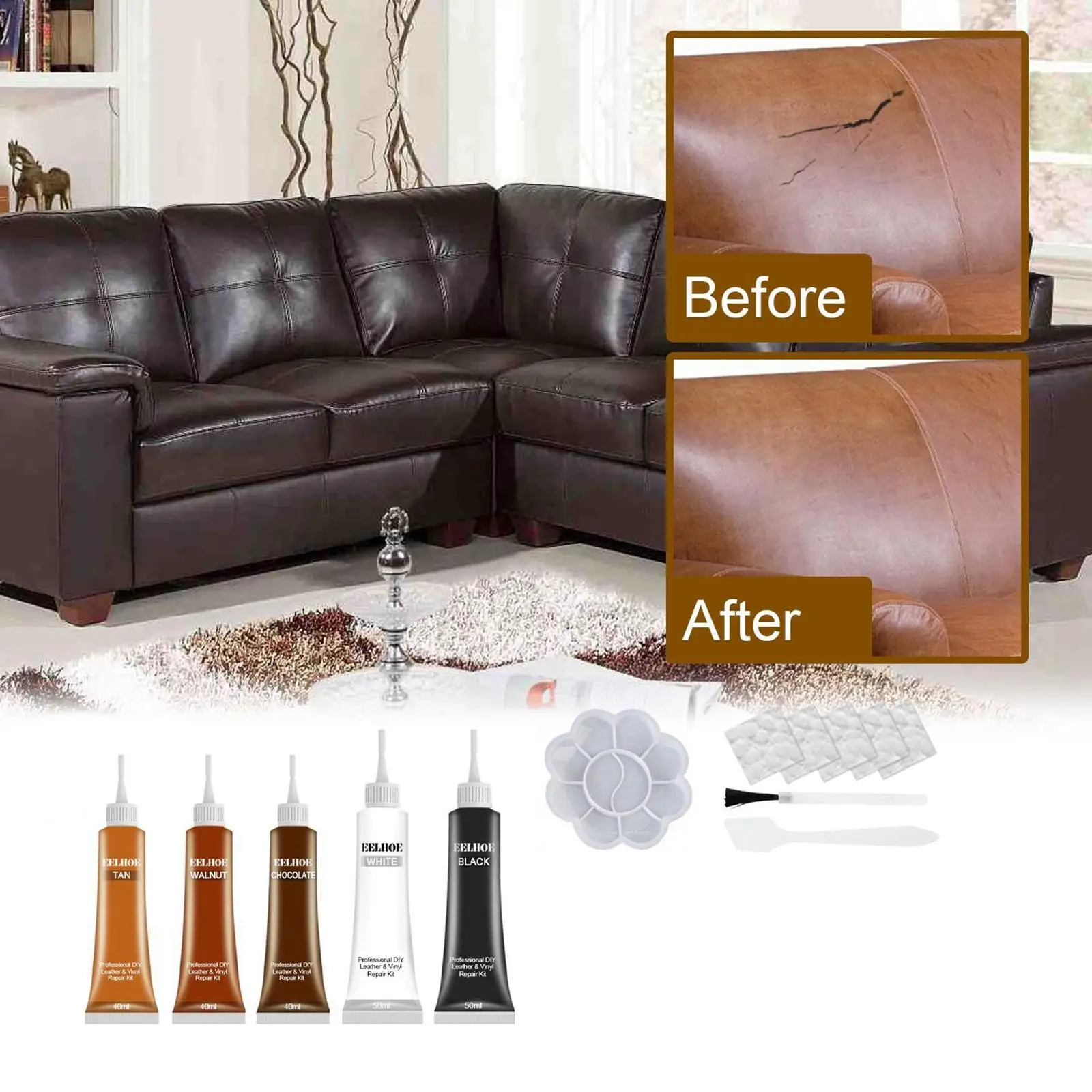 

Leather Repairs Kit Refinish Repair Cream Complementary Color Repair Paste for Auto Seat Scratch Cracks