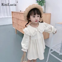 rinilucia 2022 spring autumn dress kid clothes peter pan collar lace puff sleeve childrens clothing girl dress for 1 6 years