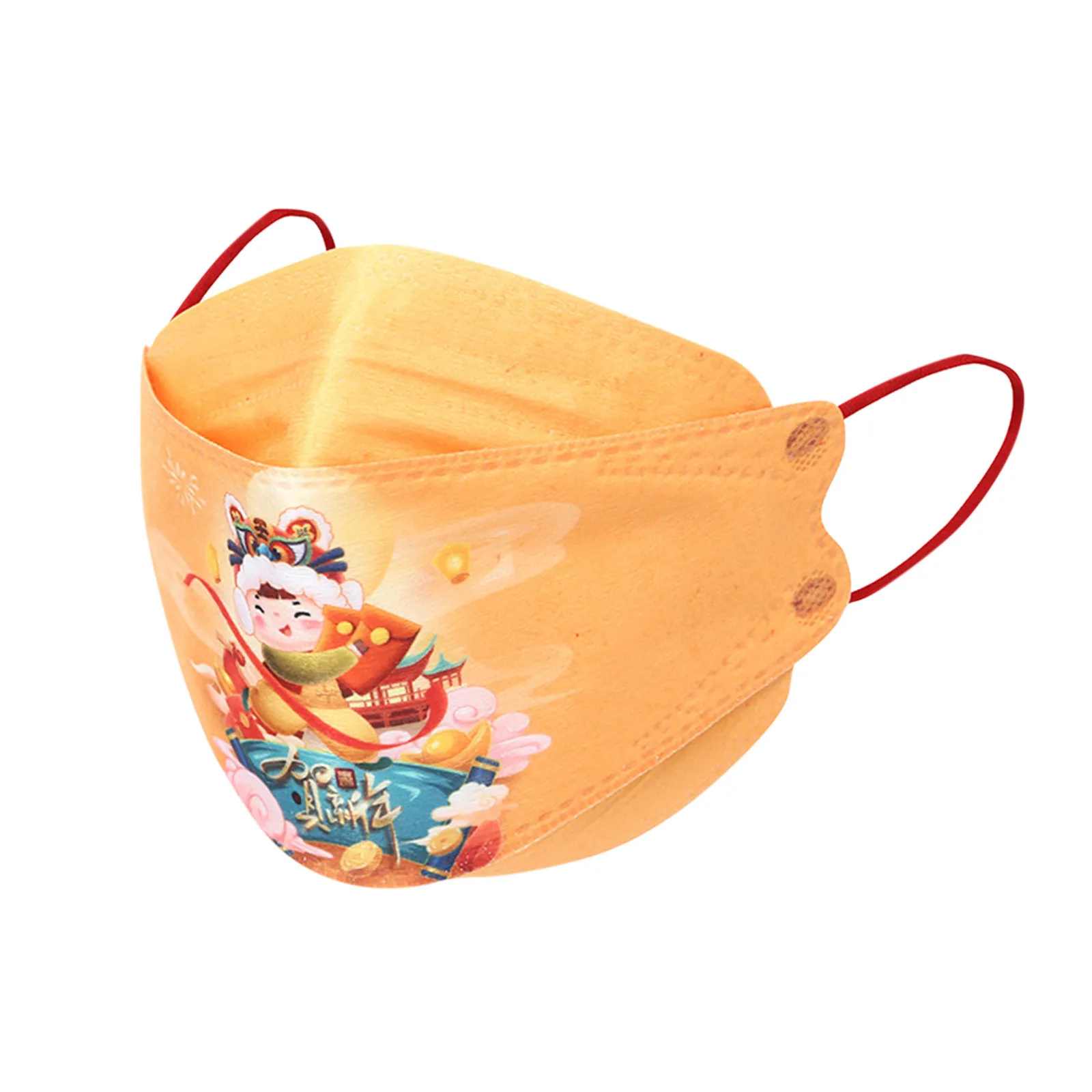 10pc Chinese New Year Disposable Mask 2022 Face Cartoon Print 4ply Ear Loop Masks Halloween Cosplay Mascara Facial |