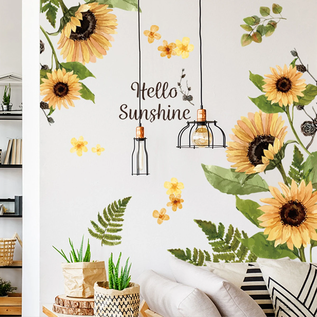 

2Pack Sunflower Flower Pattern Wall Stickers Removable Wall Sticker Waterproof Art Decor Mural for Home Bedroom Decoration Gift