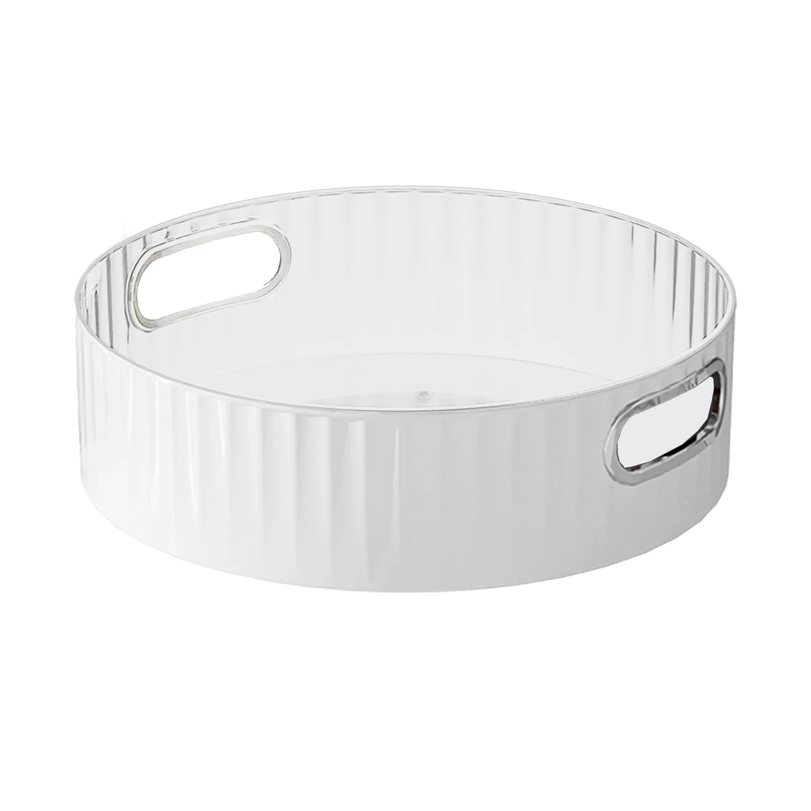 

Transparent 360° Rotating Storage Tray Round Fruit Plate Desktop Small Items Jewelry Display Plate Turntable Organizer