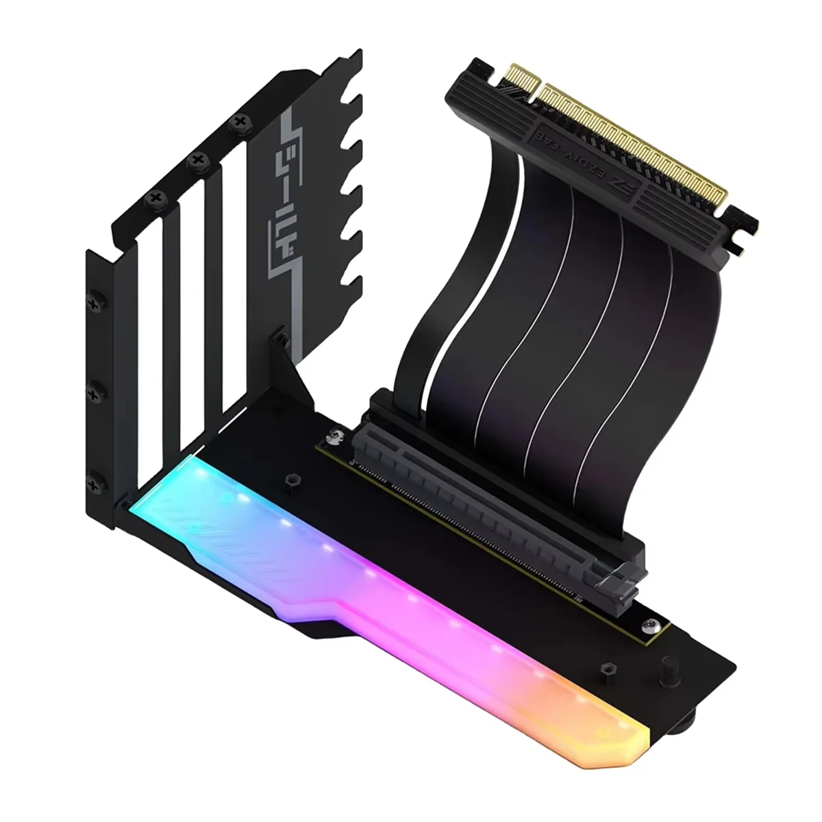 Фото Вертикальный кронштейн для видеокарты A14M с кабелем-райзером PCI-E 4.0 X16, комплект для поддержки видеокарты, 90-градусный прямой угол, черный №2