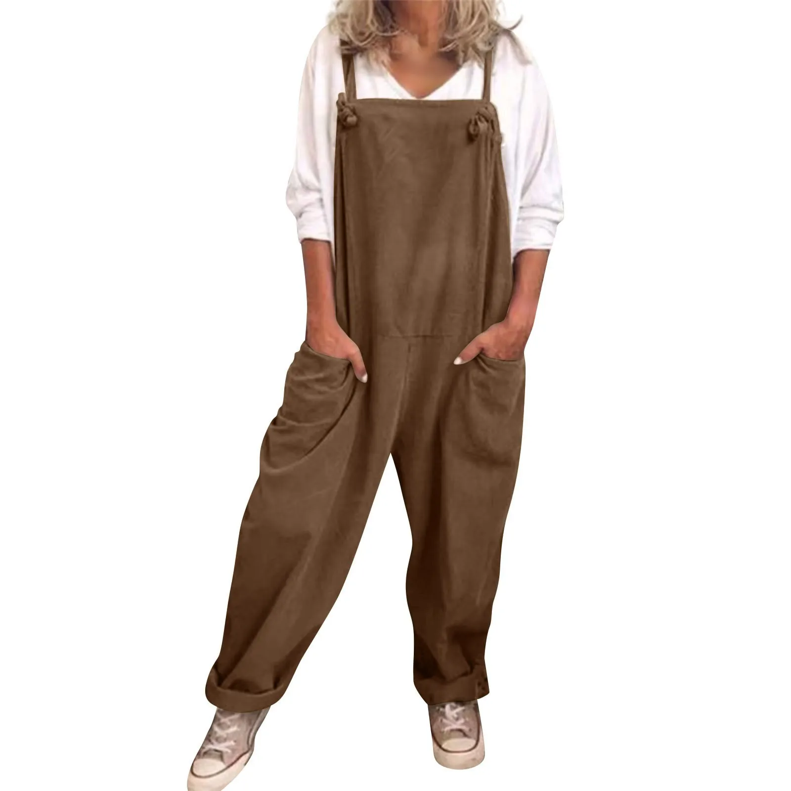 Женский полукомбинезон повседневные однотонные свободные удобные комбинезоны с