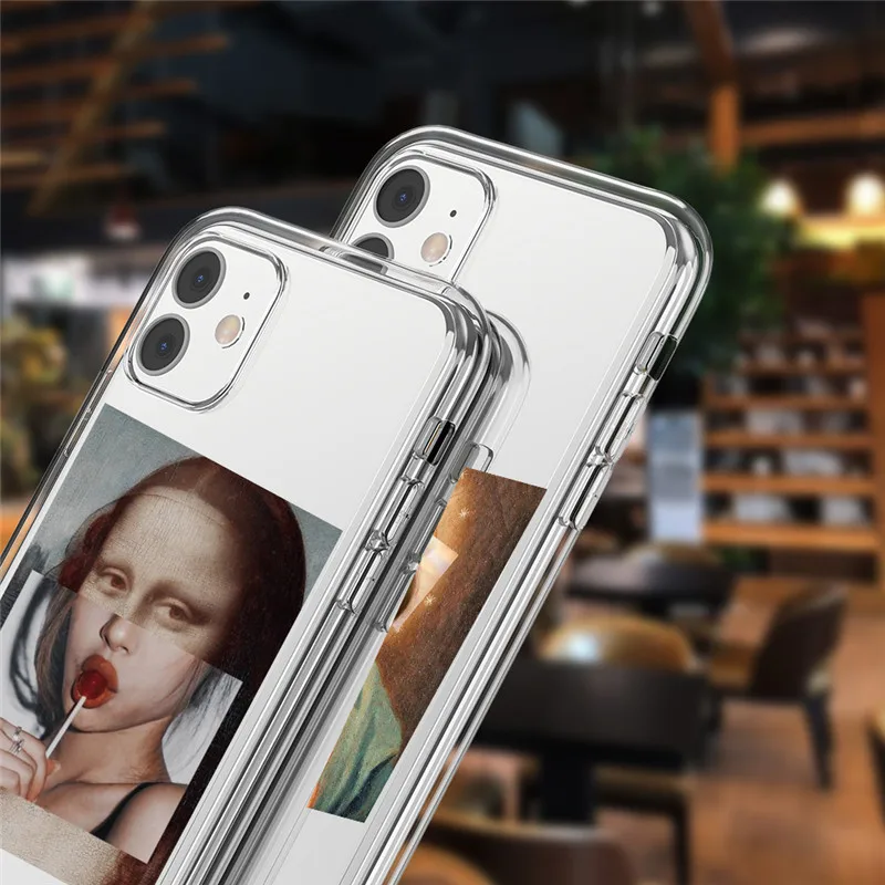 Abstract Art Characters Cartoon Phone Case For iPhone 11 12 13 Mini Pro Max X XR XS Max 8 7 6 Plus SE 2020 Clear Soft TPU Cover