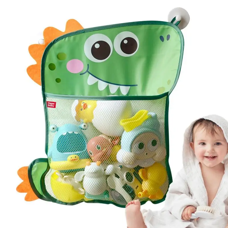 

Bathtub Toy Holder Dinosaur Cartoon Drainage Bags Quick Drying And Mould Proof Bathroom Accessory With Suction Cups Multi And