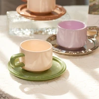 beautiful ceramic cup and saucer set cappuccino coffee cup set luxury afternoon tea small kupa bardak kitchen coffeeware