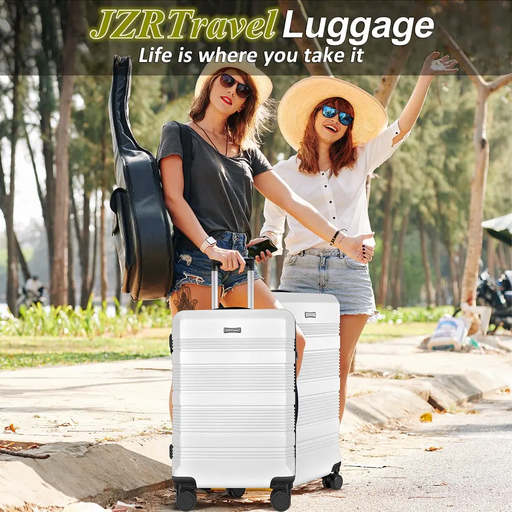 Hardside Luggage 28 Inch - Hard Shell Suitcase with Spinner Wheels Built-In TSA Lock, Checked Carry On Luggage for Airplane- Whi