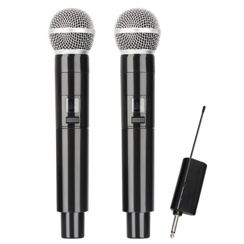 

D4 Wireless Rechargeable Microphone UHF Recording Karaoke With 2 Handheld Mic,For Stage,Church,Party,School.