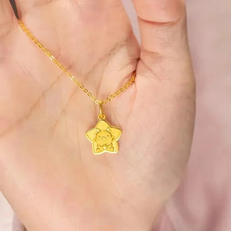 Высокое качество золотые украшения на шею настоящее золото 9999 24-каратное