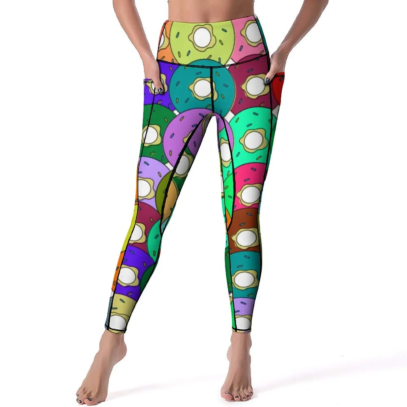 

Colorful Doughnut Yoga Pants Sexy Cute Cartoon Food Pattern Leggings Push Up Workout Leggins Women Vintage Stretch Sport Legging