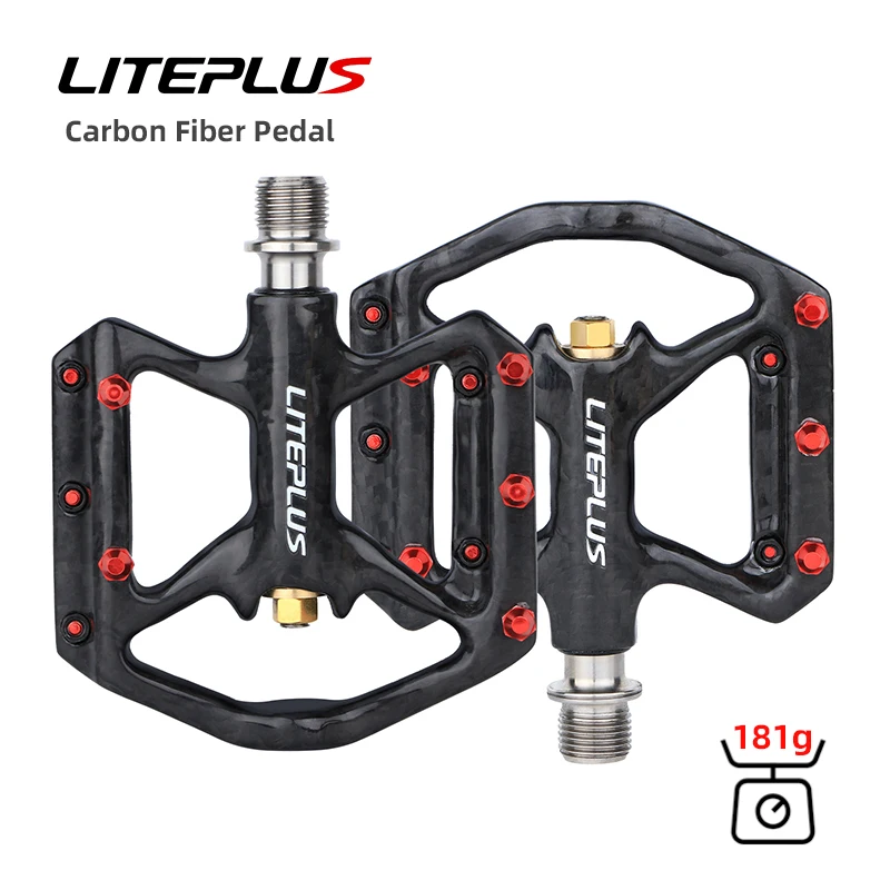 Liteplus Ultralight Carbon Fiber Pedal Titanium Sealed Bearings Non-Slip For Folding Bicycle Mountain Bike Pedals