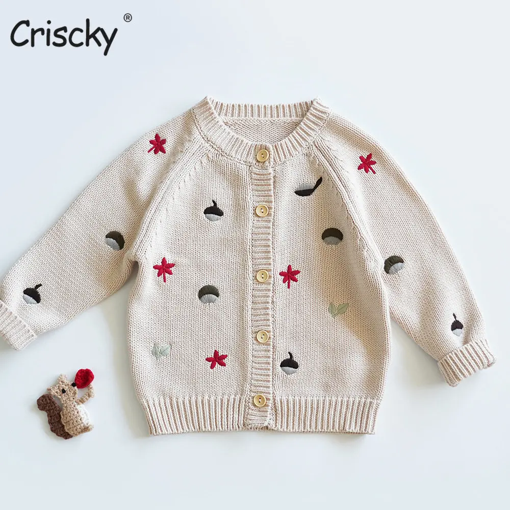 

Criscky Newborn Baby Girl Sweaters Toddler Knitted Cardigan Baby Cartoon Knit Wear Autumn Knitting Coat Child Kids Clothes