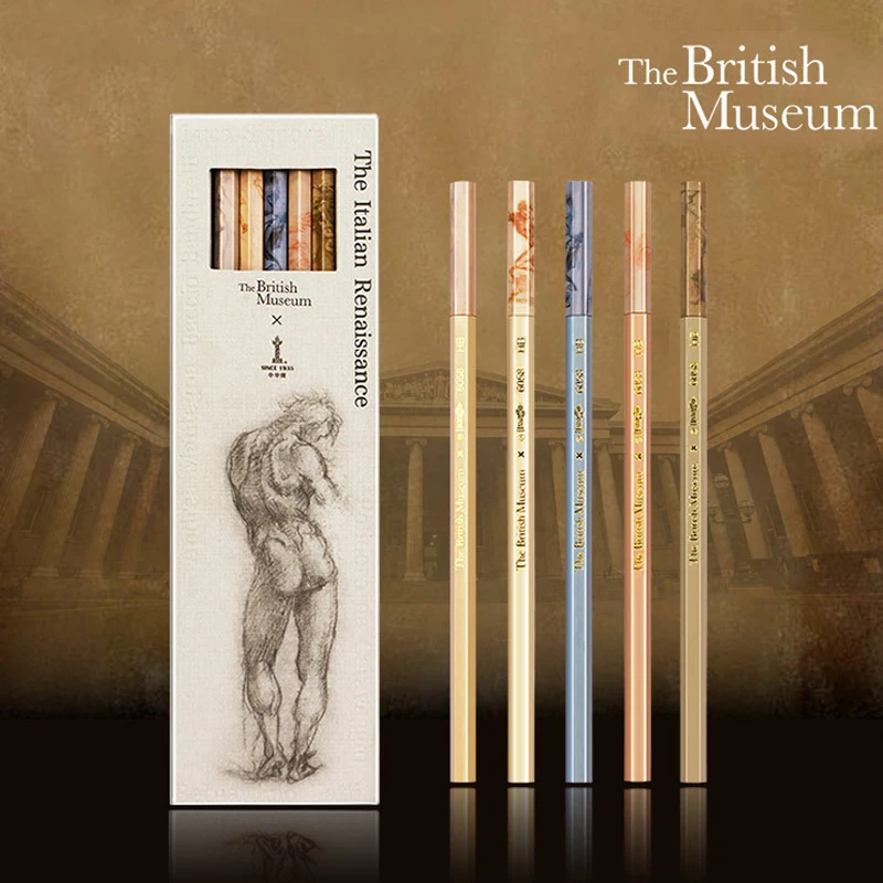 

Artist Pencil HB 5Pcs/Set Hexagonal Wood,The British Museum Renaissance Series,Drawing Stationery Art Supplies 6058