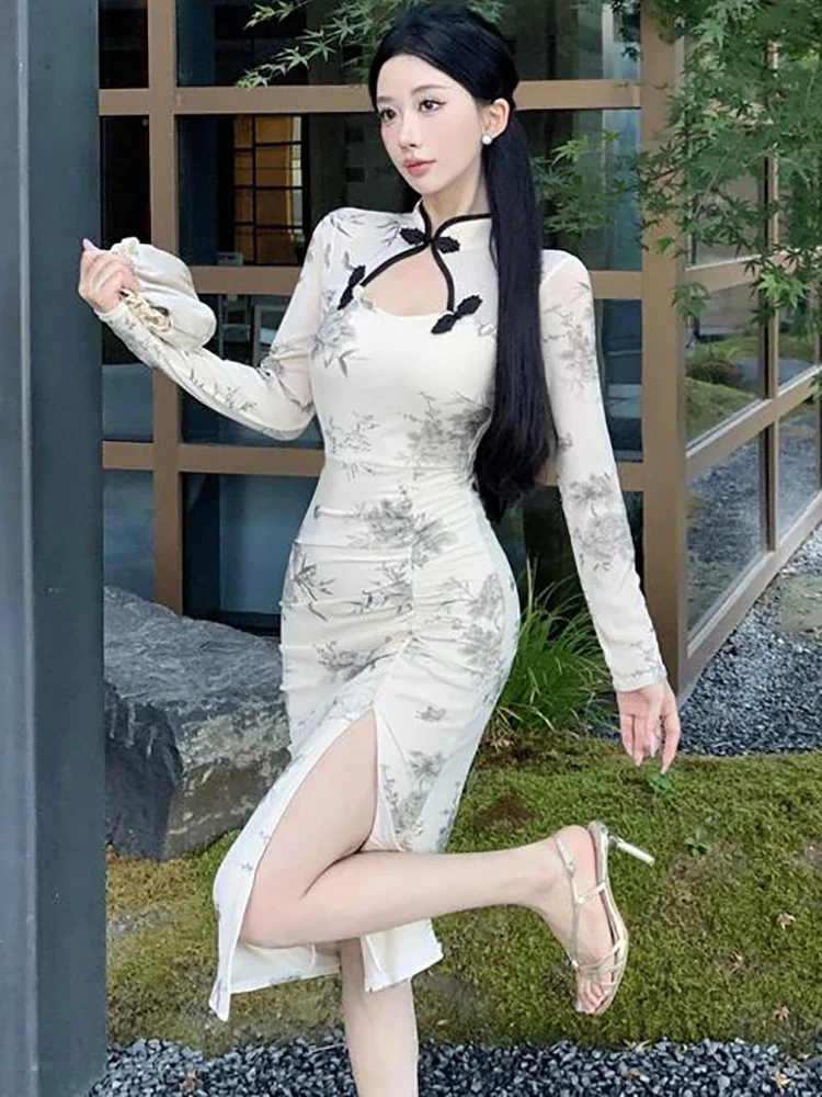 Женское Сетчатое платье средней длины белое ажурное привлекательное облегающее