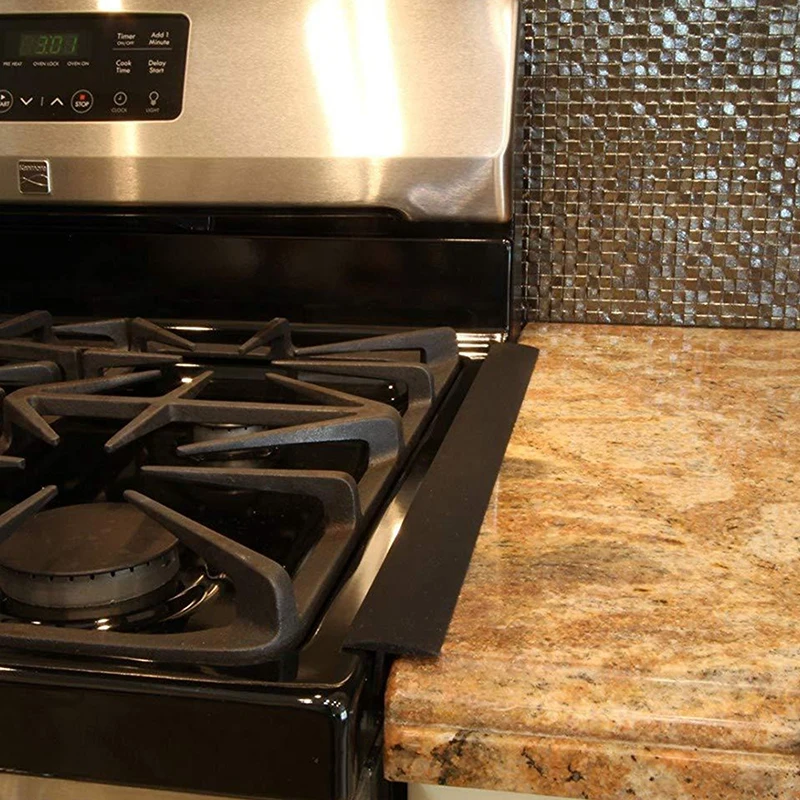 

Silicone Kitchen Stove Counter Gap Cover Long Wide Gap Filler Seals Spills Flexible Heat Resistant Worktop Edging Strip Kitchen