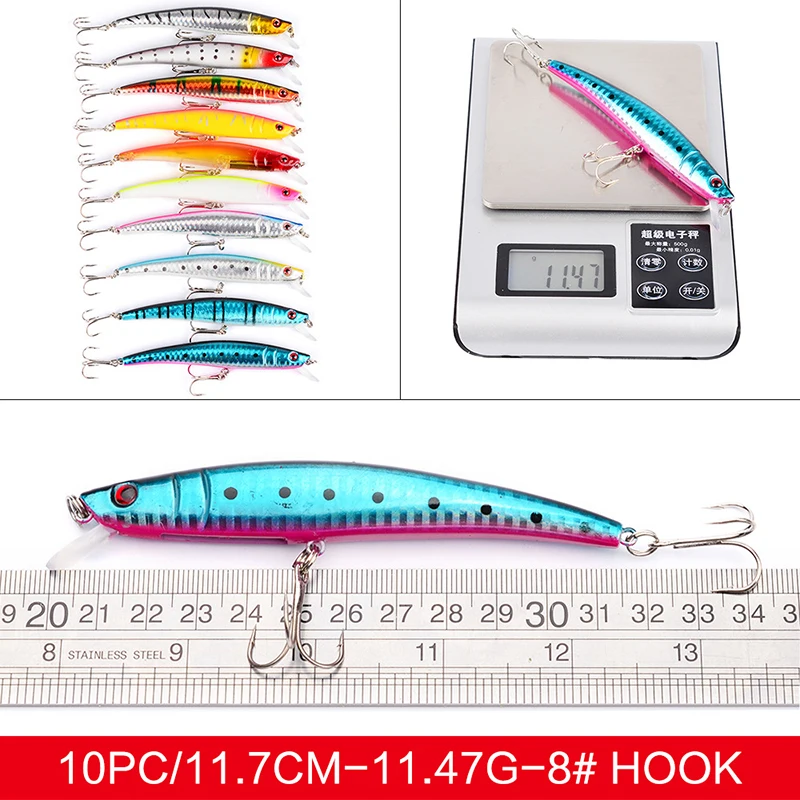 Bulk 60pcs Topwater Fishing Bass Lures Kit Tackle Swimbaits Minnow Trout Pike Musky Walleye Perch Freshwater Saltwater enlarge
