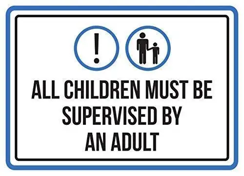 

Metal Tin Sign Wall Decor Man Cave Bar 12 x 8 Inches All Children Must Be Supervised by an Adult Pool Spa Warning Beer,Cafe,Bar