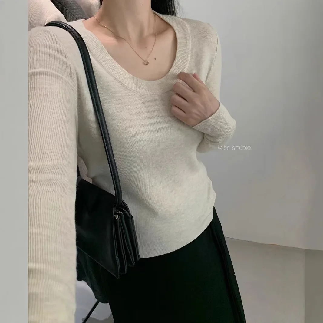 MISS Универсальный вязаный топ для похудения женский осенне-зимний базовый слой с