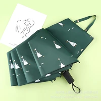cartoon duck five folding manual umbrella windproof uv protect sunny and rainy folding parasl umbrella for women girl