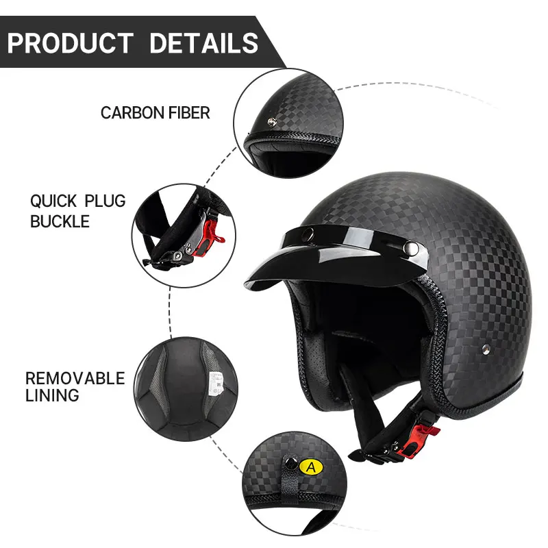 Новинка яркий и матовый черный супер легкий винтажный шлем из углеродного