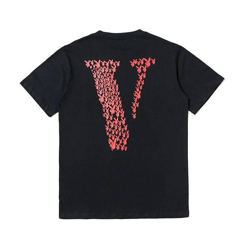 Camiseta clásica Vlone Playboi Carti para hombre y mujer, ropa de calle de marca de verano, camiseta de gran tamaño, Hip-hop, tendencia, estampado de conejo, manga corta