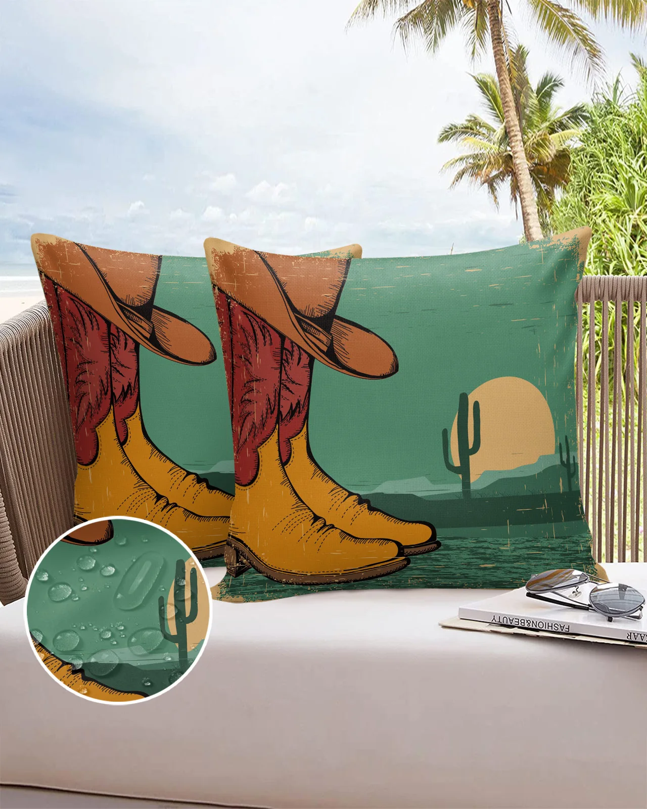 

Shoe Cartoon Cactus Retro Western Cowboy Sofa Double-sided Printing Pillow Covers Bedroom 30 X 50 Waterproof Square Pillowcase