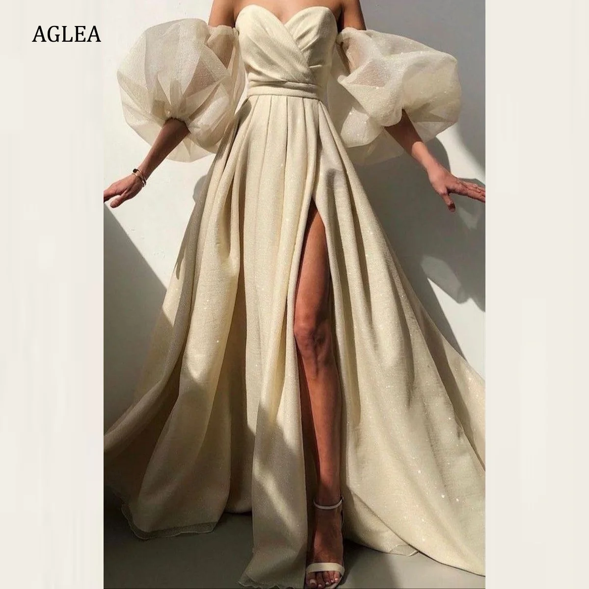 

Женское вечернее платье с оборками AGLEA, элегантное строгое платье трапециевидной формы со шлейфом, вырезом сердечком, для выпускного вечера, для принцессы