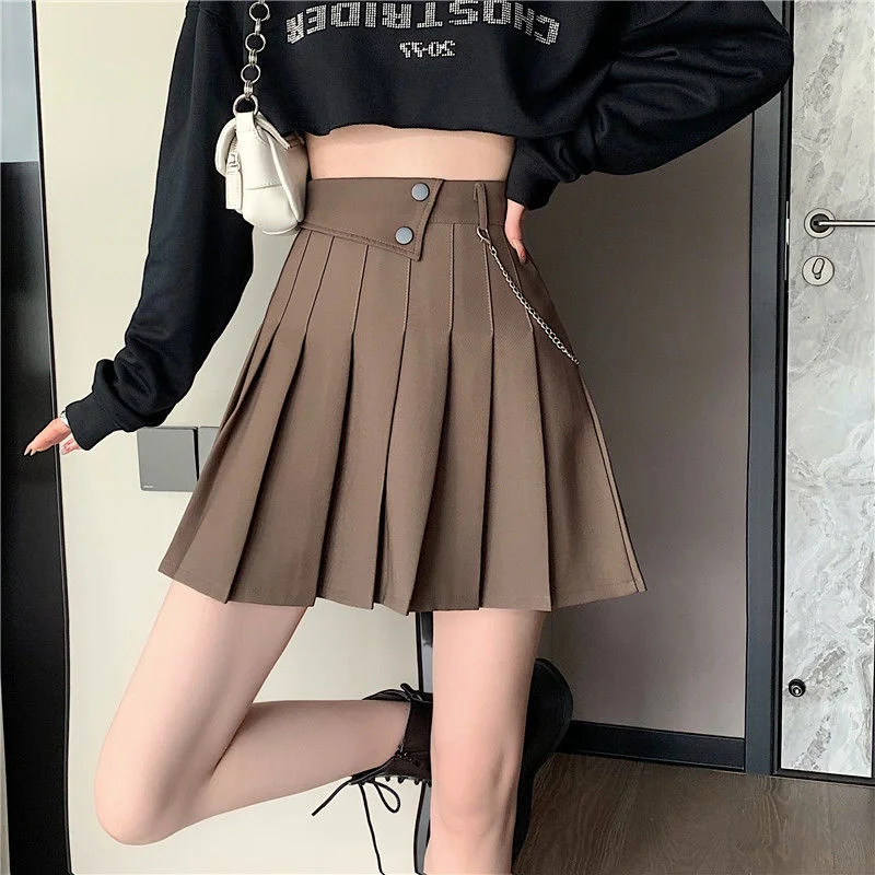 

Grey Pleated Skirt Women's Design Sense Of Minority High Waist Thin A-word Hip Wrap Skirt Small Hot Girl JK Skirt