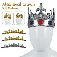 royal medieval crown headband pu foam crown men soft pu foam medieval king crown headdress prom party decoration headwear