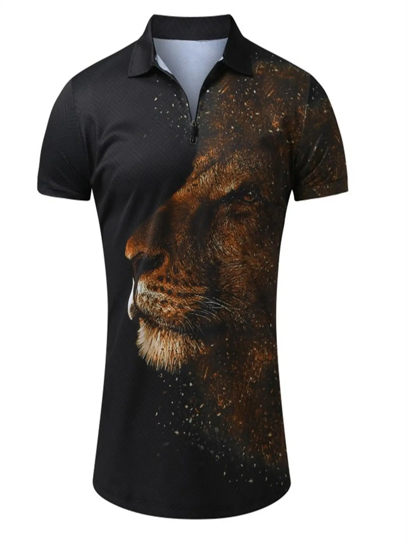 Fashion Men Casual Animal Lion Print Short Sleeve Polo Shirt + Shorts Summer Harajuku Sportswear Men Set Streetwear