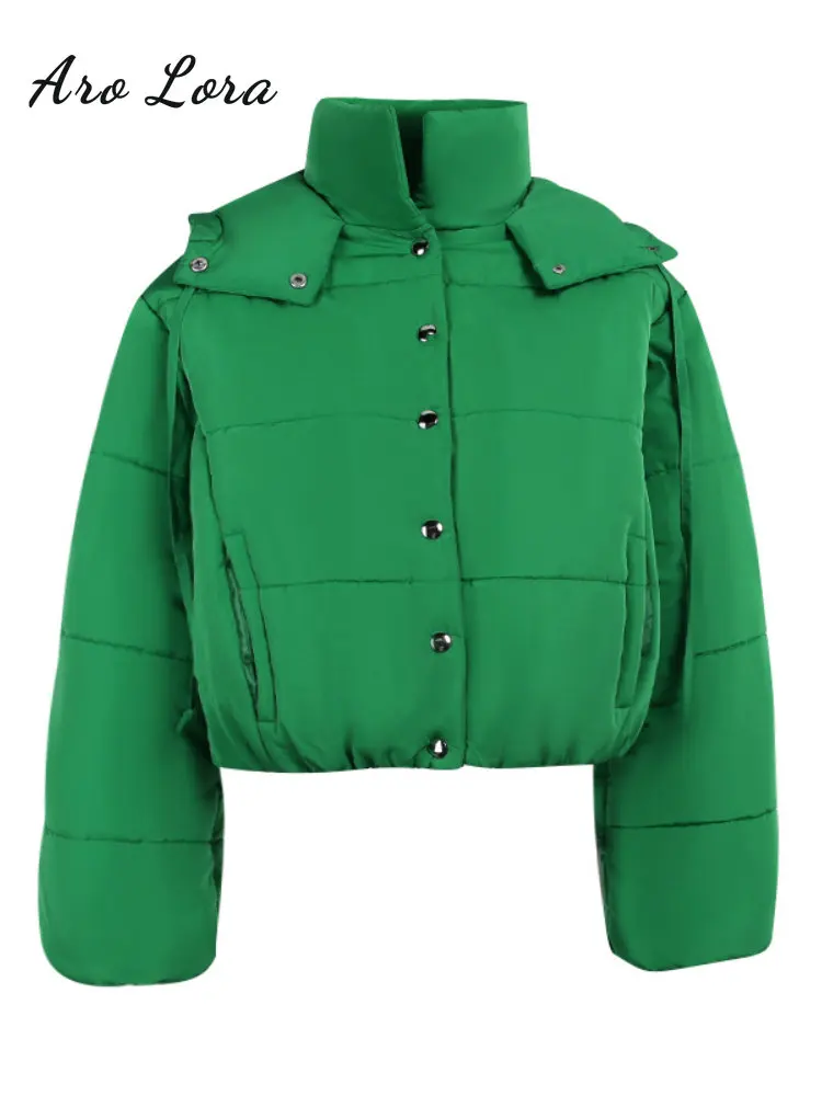 Winter Hooded Long Sleeve Parkas Coat 2022 Warm Puffer Jacket for Women Solid Casual Short Down Coat Female Streetwear Chic Top
