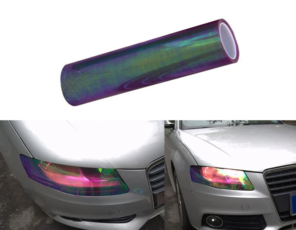 

30x120 см автомобильный блестящий Хамелеон, меняющая цвет пленка, авто Стайлинг, головной светильник, s задний светильник, виниловый оттенок, н...